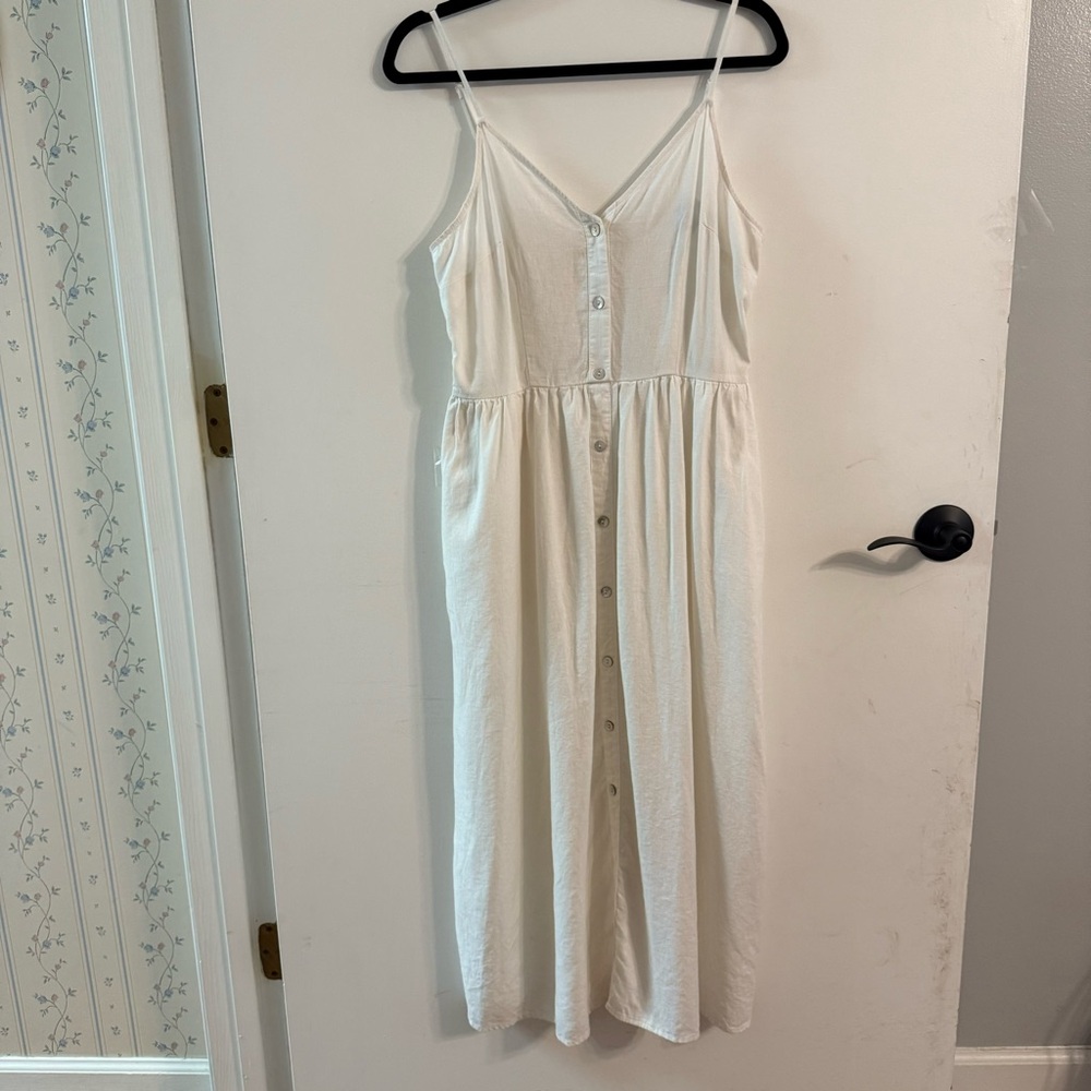 A new day White Button-Down Spaghetti Strap Dress